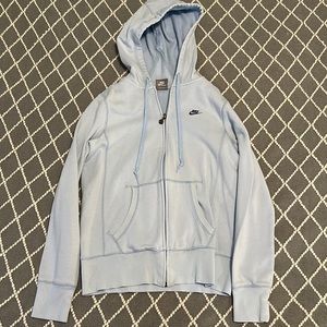 Baby blue zip up Nike sweatshirt (medium)